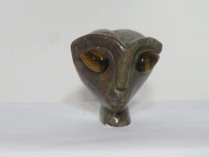 Alien Head with Tiger Eye Eyes Floriated Jasper