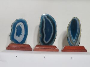 Geode Slice on Wooden Stand Green