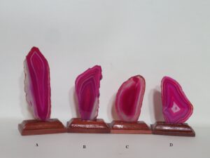 Geode Slice on Wooden Stand Pink