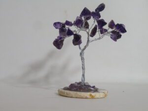 Silver Wire Wrap Tree with Amethyst on Geode Slice
