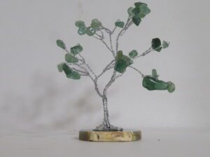 Silver Wire Wrap Tree with Aventurine on Geode Slice