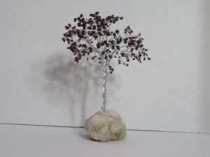Silver Wire Wrap Garnet on Quartz Base