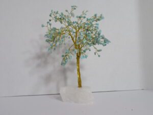 Gold Wire Wrap Weeping Willow Amazonite on Quartz Base