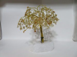 Gold Wire Wrap Weeping Willow Citrine on Quartz Base