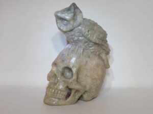 Agate Skull with Owl