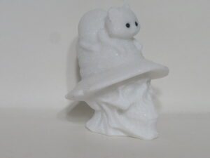 White Jade Skull with Cat
