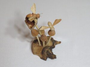Wooden Bees on Mushrooms